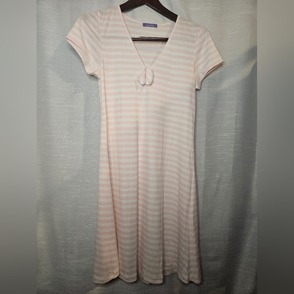 P.Jamas Pink Stripped Nightgown Xsmall-small 100% Pima Cotton Nightdress NWOT
